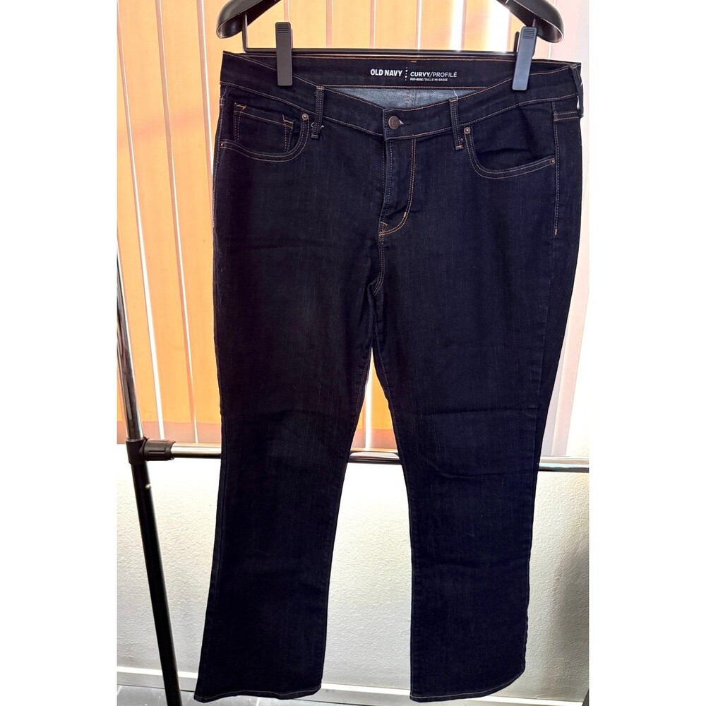 Women’s Old Navy Curvy Profile Mid-Rise Dark Wash Jeans Size 14 Short